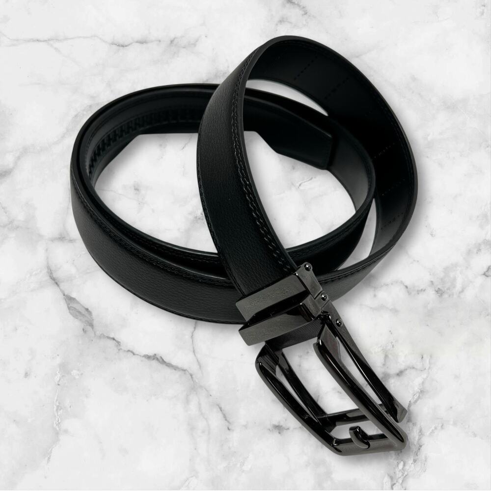 Men's Dress Belt Ratchet Belt Black Leather 1 1/4" Comfort Click NWOT - Picture 1 of 8